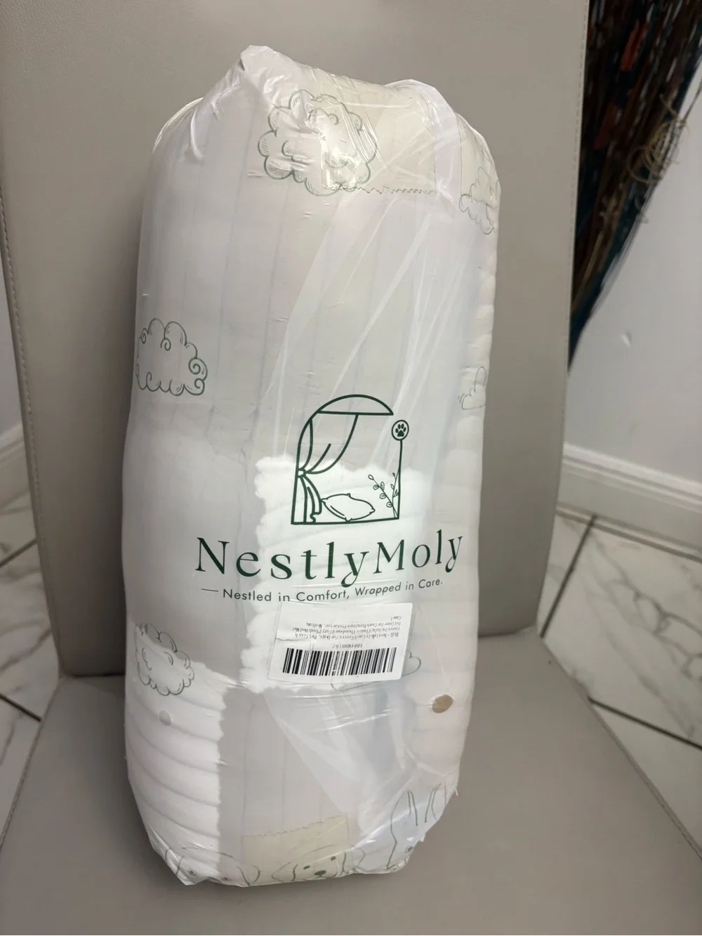 Plush Corduroy Check Pet Sofa Throw in Beige and White
